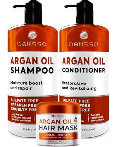 Bellisso Argan Oil Conditioner And Argan Oil Shampoo And Moroccan Argan Oil Mask